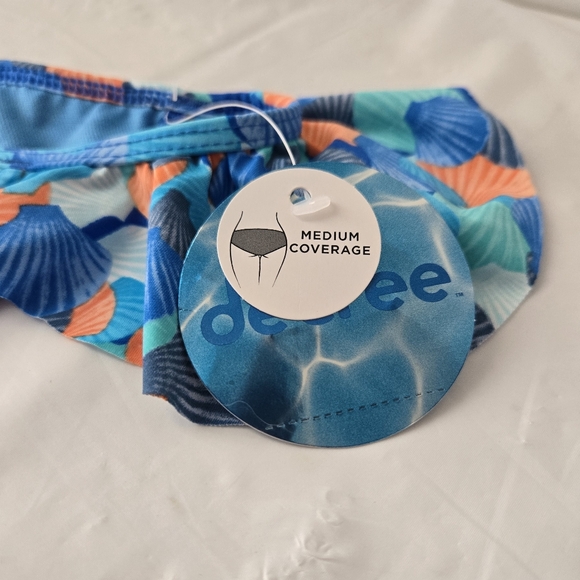 Women's Hipster Panties with Blue and Coral Seashell Design. Small. Ruffles - Picture 2 of 8